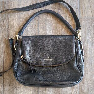 Kate Spade Devin Cobble Hill Black Gold Pebbled Leather Crossbody Medium Purse